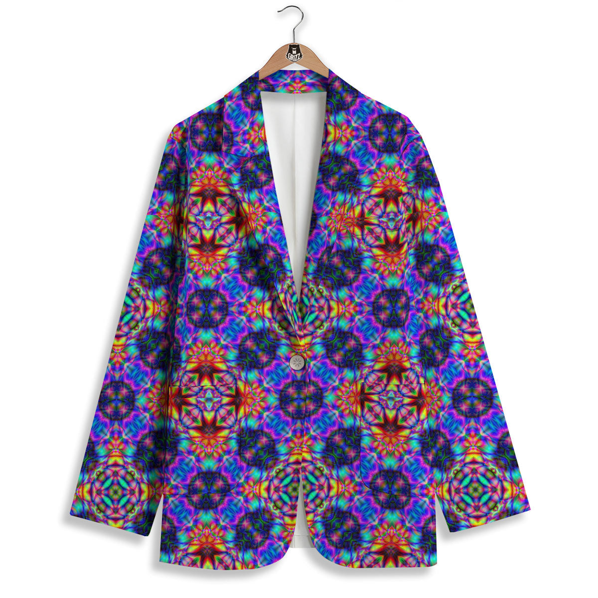 Kaleidoscope Rainbow Print Pattern Women's Blazer-grizzshop