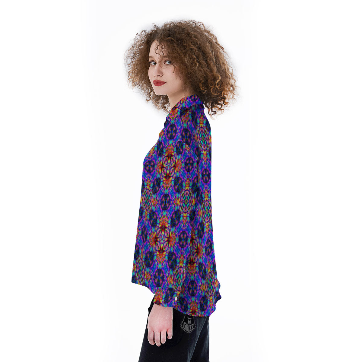 Kaleidoscope Rainbow Print Pattern Women's Long Sleeve Shirts-grizzshop