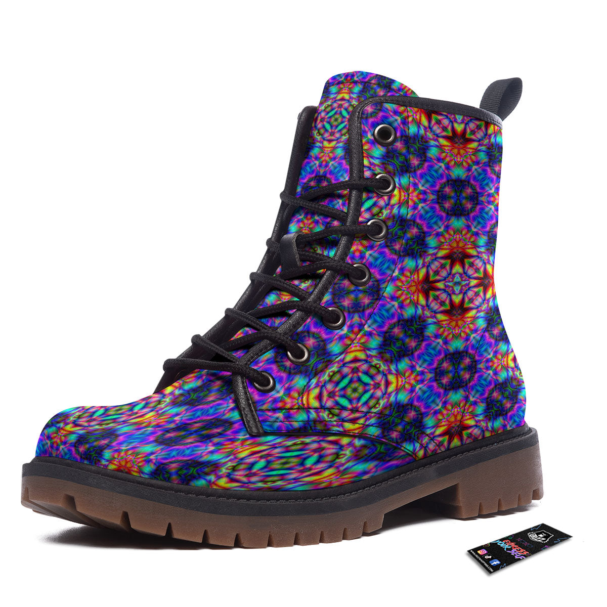 Kaleidoscope Rainbow Print Pattern Work Boots-grizzshop