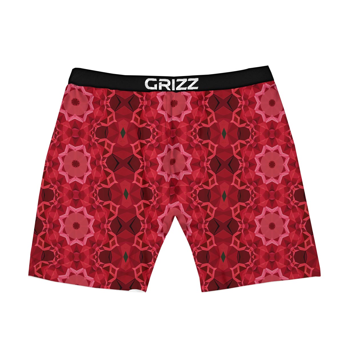 Kaleidoscope Red Print Pattern Boxer Briefs-grizzshop