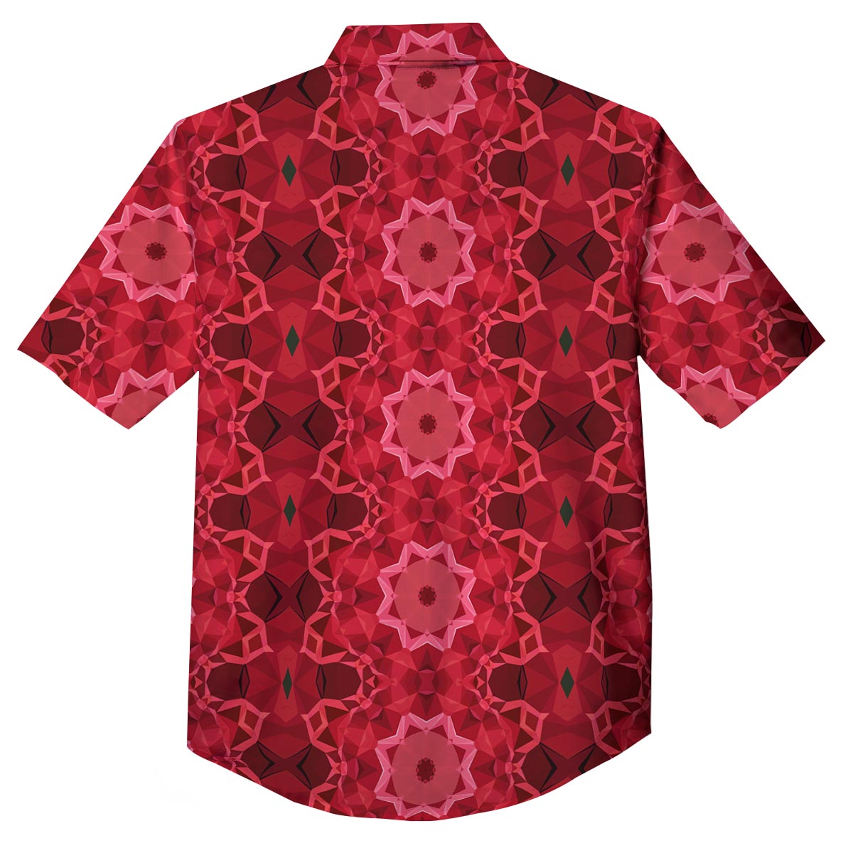 Kaleidoscope Red Print Pattern Button Up Shirt-grizzshop