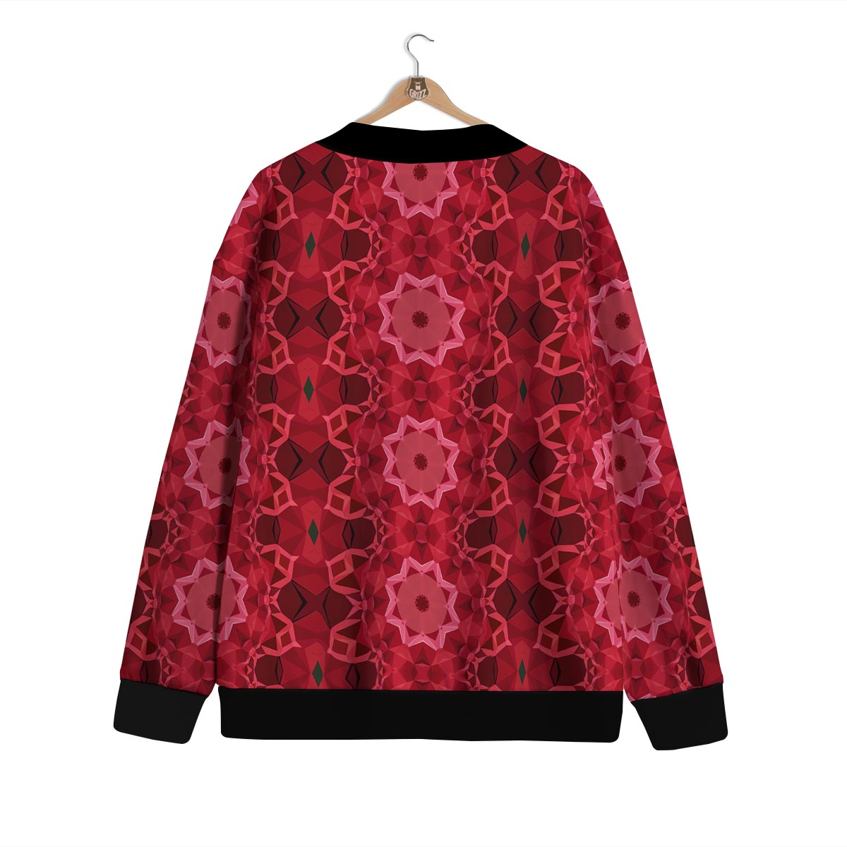 Kaleidoscope Red Print Pattern Cardigan-grizzshop