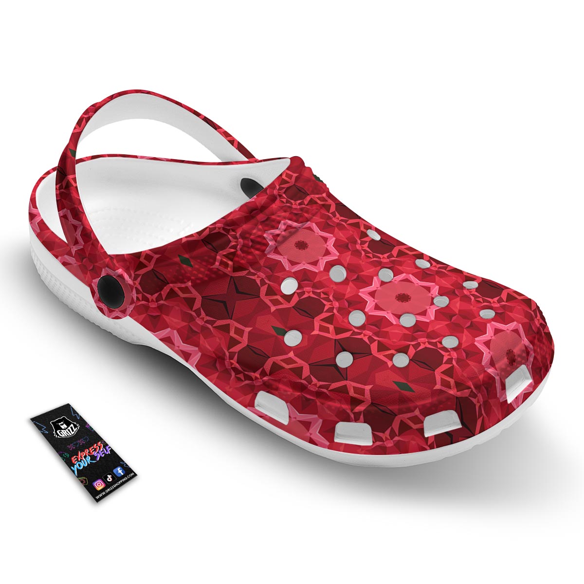 Kaleidoscope Red Print Pattern Clog-grizzshop