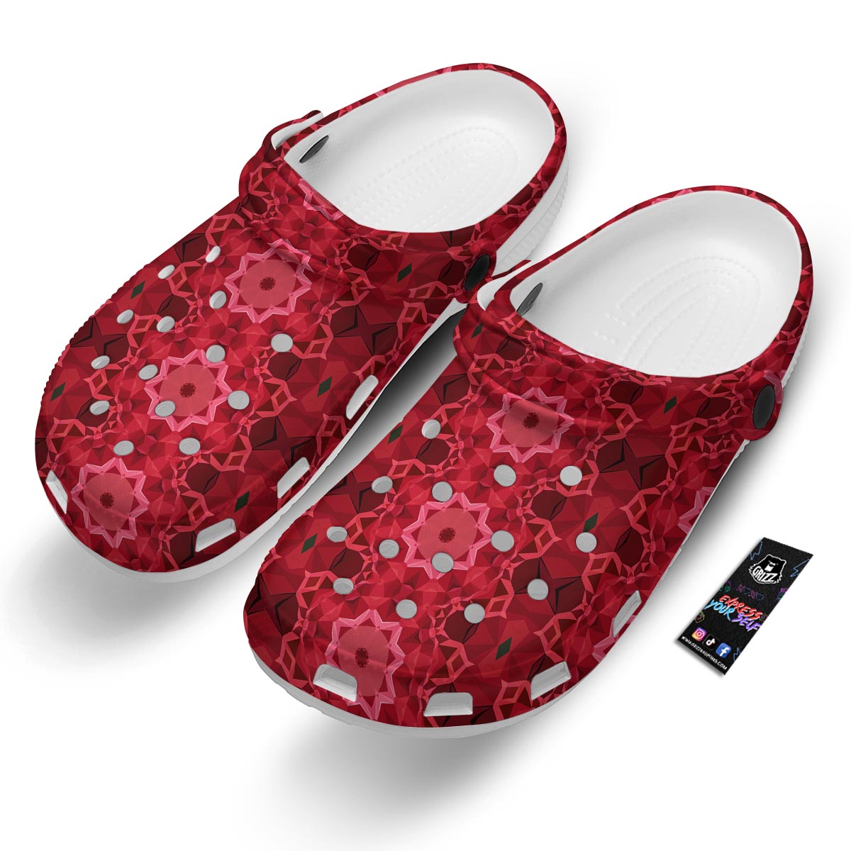 Kaleidoscope Red Print Pattern Clog-grizzshop