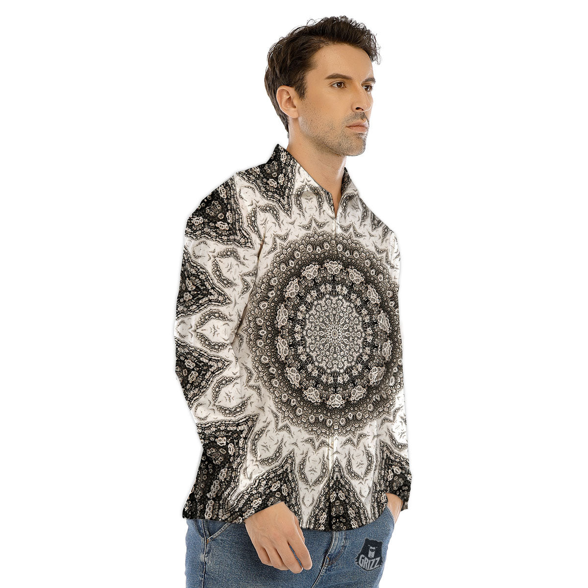 Kaleidoscope Red Print Pattern Men's Dress Shirts-grizzshop