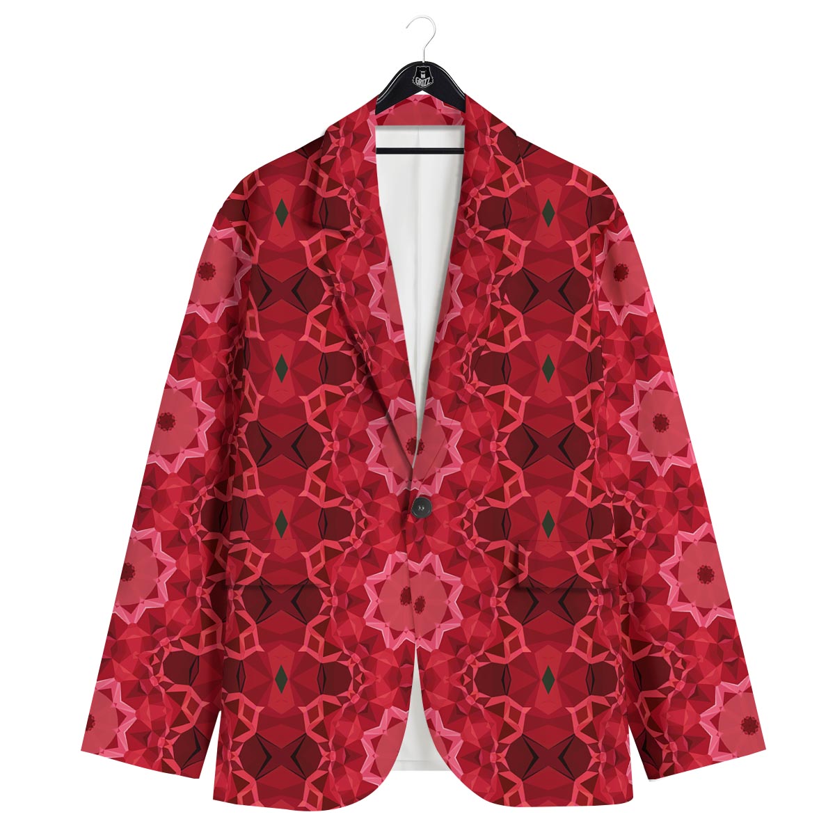 Kaleidoscope Red Print Pattern Men's Sport Coat-grizzshop