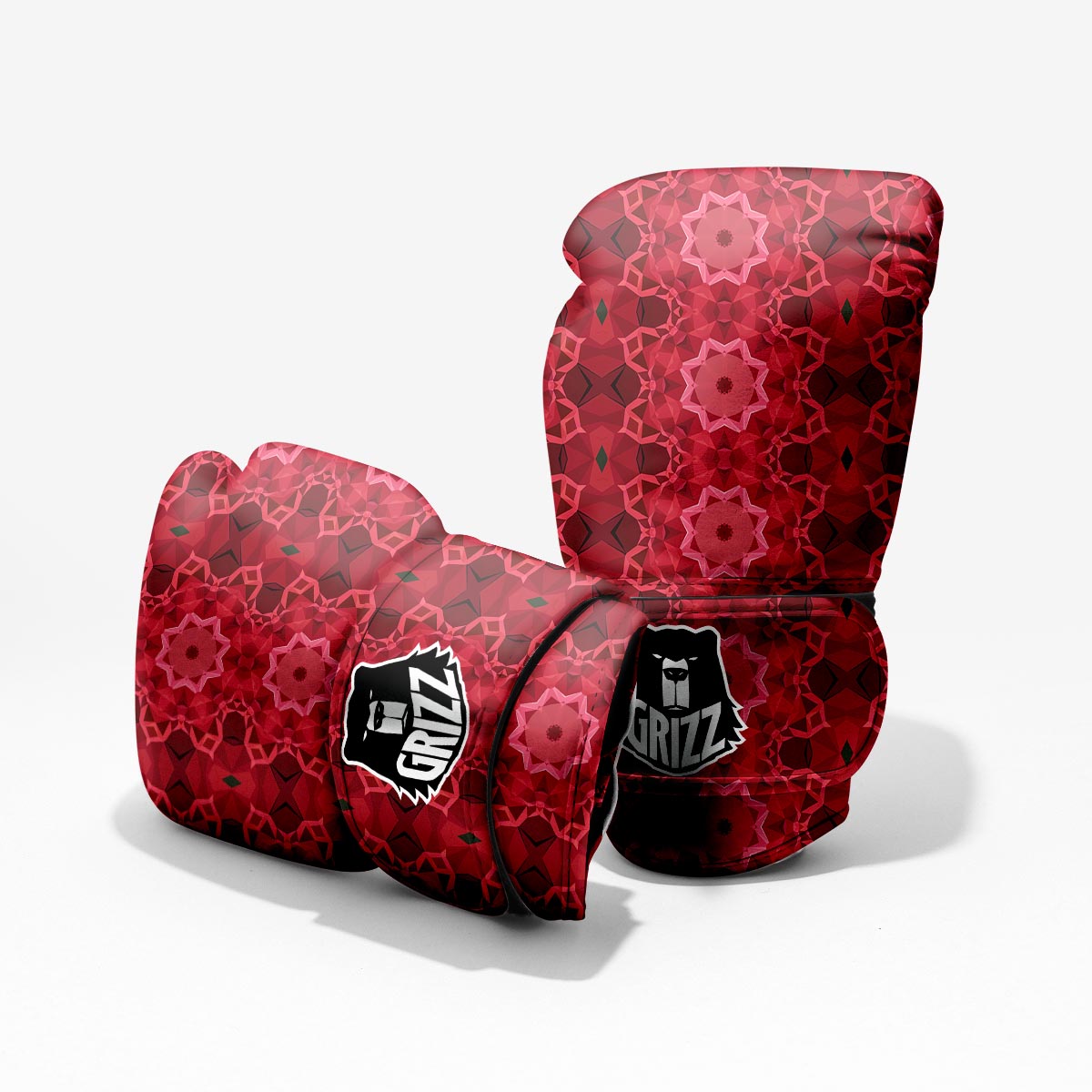 Kaleidoscope Red Print Pattern Pro Boxing Glove