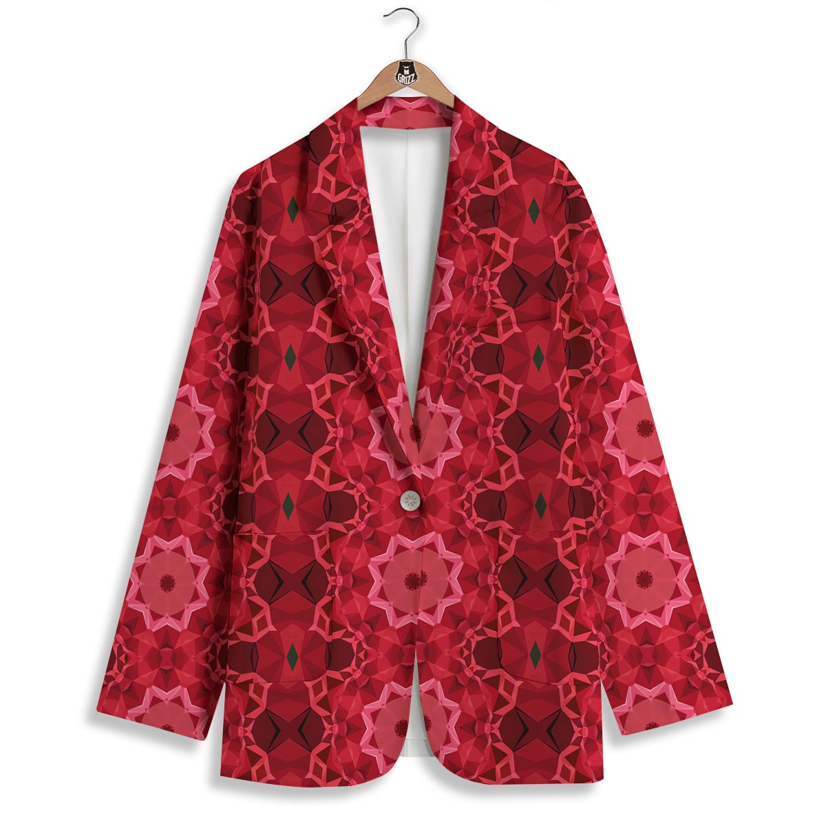 Kaleidoscope Red Print Pattern Women's Blazer-grizzshop