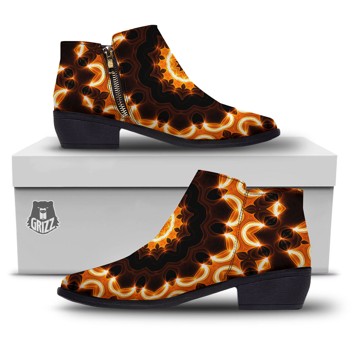 Kaleidoscope Shiny Print Ankle Boots-grizzshop