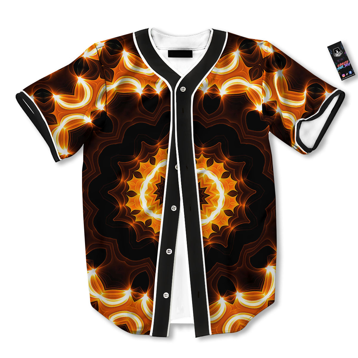 Kaleidoscope Shiny Print Baseball Jersey-grizzshop