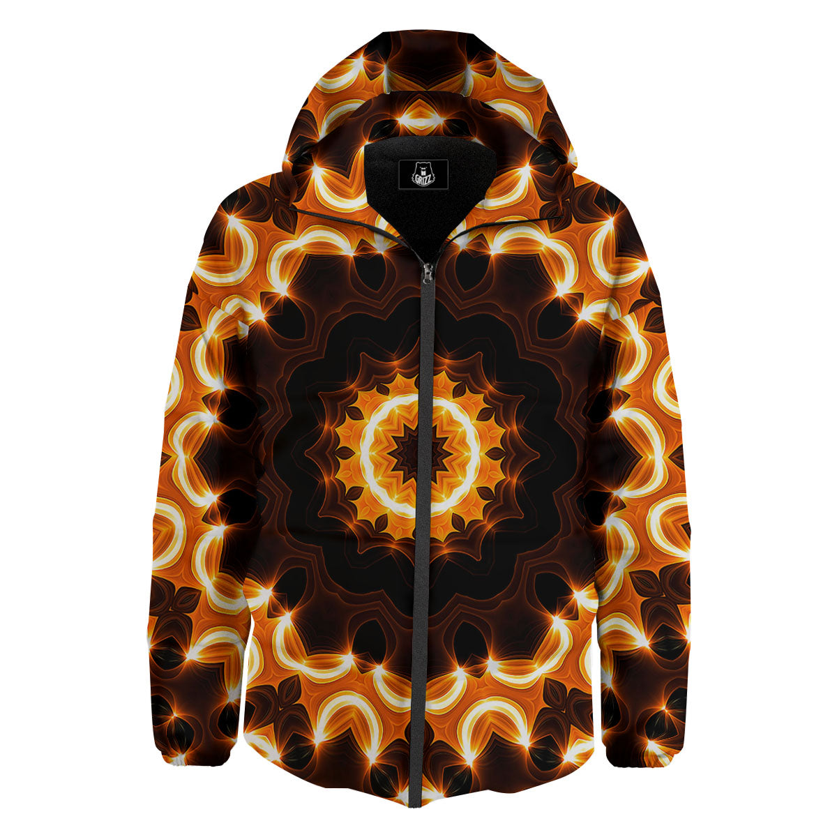 Kaleidoscope Shiny Print Down Jacket-grizzshop