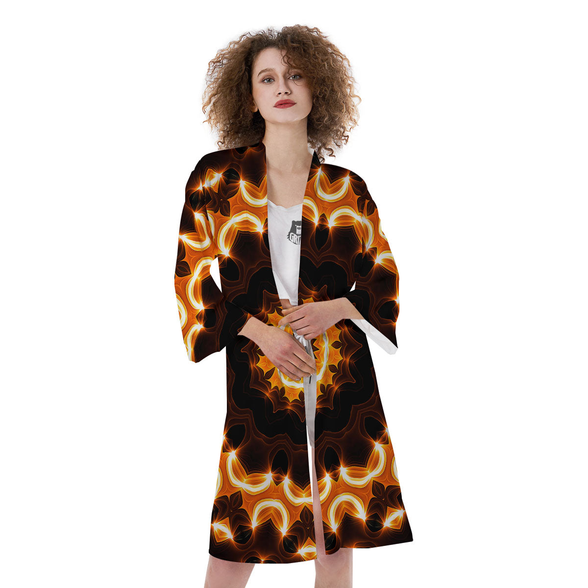 Kaleidoscope Shiny Print Kimono-grizzshop