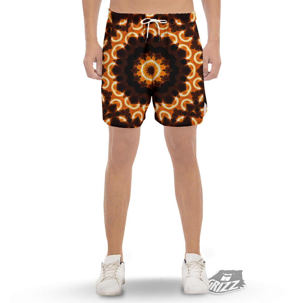 Kaleidoscope Shiny Print Men's Gym Shorts-grizzshop