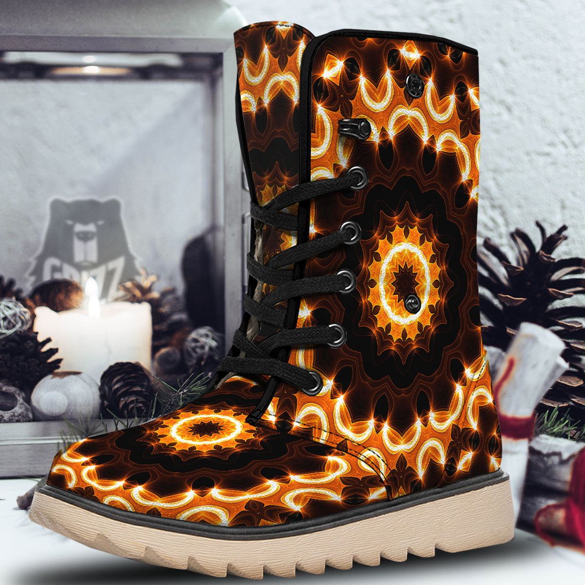Kaleidoscope Shiny Print Snow Boots-grizzshop