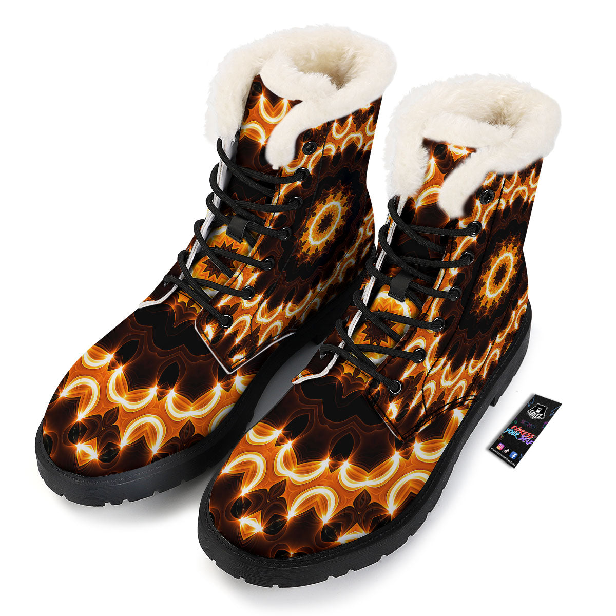 Kaleidoscope Shiny Print Winter Boots-grizzshop