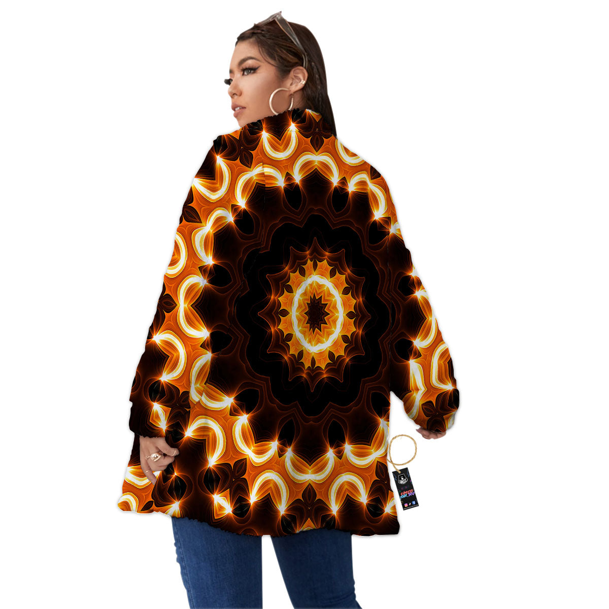 Kaleidoscope Shiny Print Women's Sherpa Jacket-grizzshop