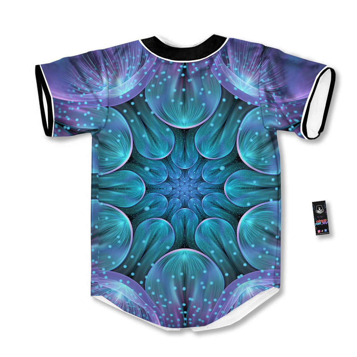 Kaleidoscope Sparkle Print Baseball Jersey-grizzshop