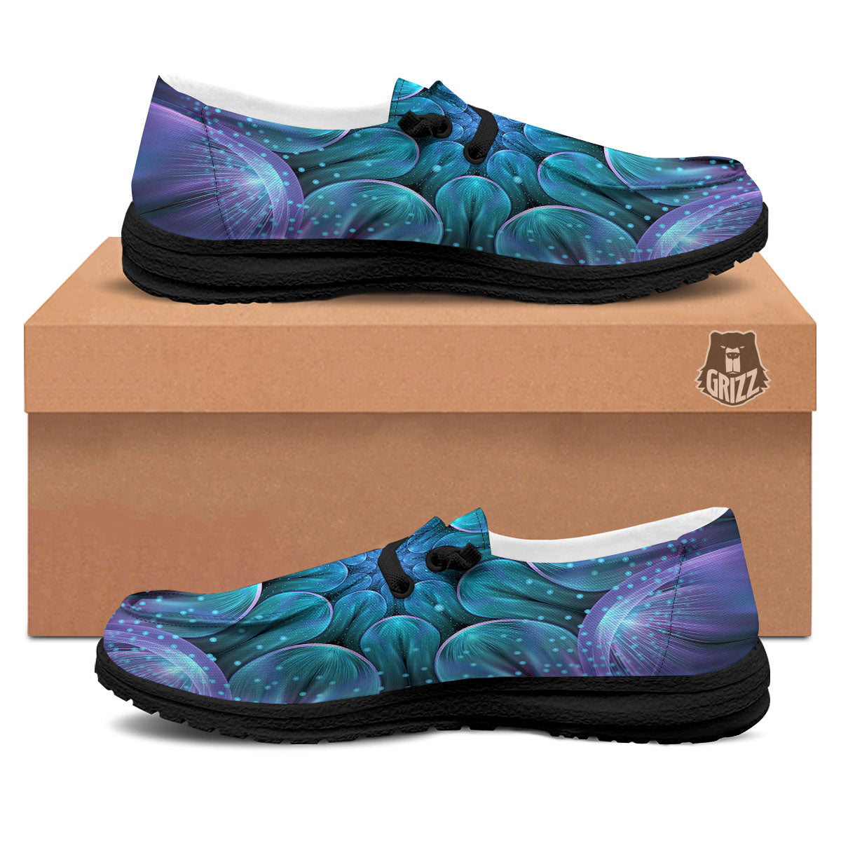 Kaleidoscope Sparkle Print Black Loafers-grizzshop