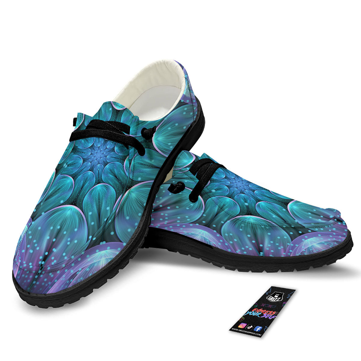 Kaleidoscope Sparkle Print Black Loafers-grizzshop
