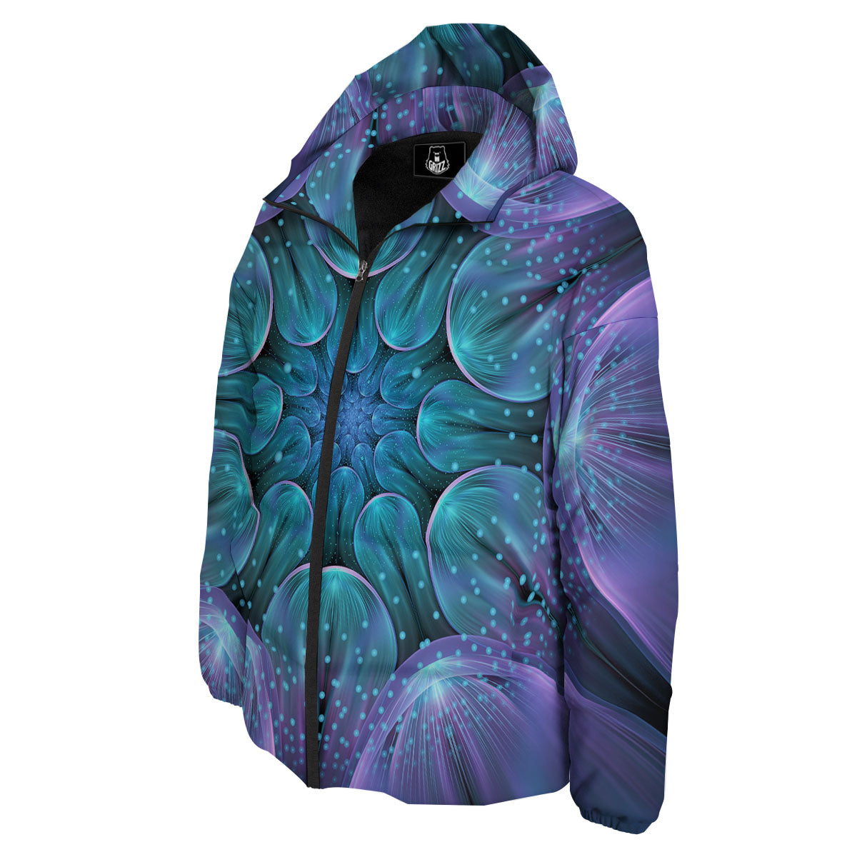 Kaleidoscope Sparkle Print Down Jacket-grizzshop