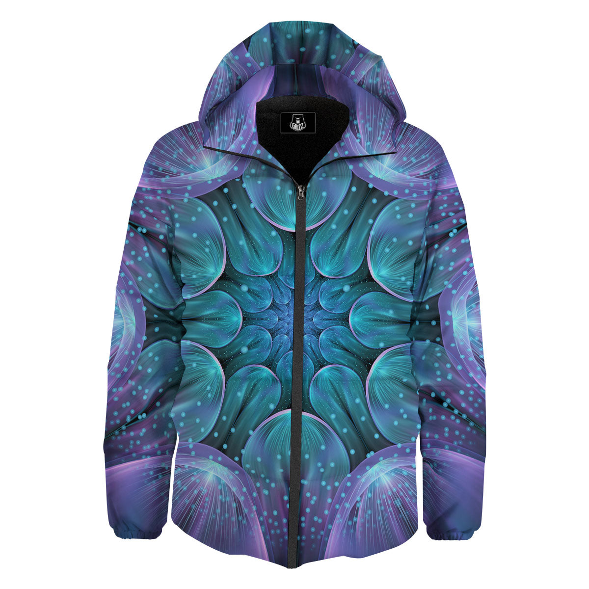 Kaleidoscope Sparkle Print Down Jacket-grizzshop