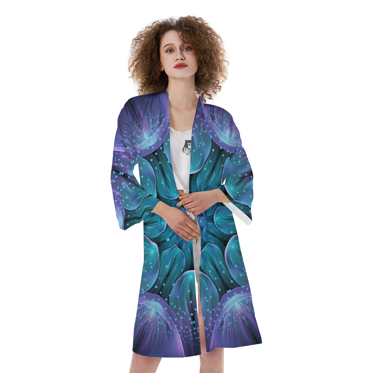 Kaleidoscope Sparkle Print Kimono-grizzshop