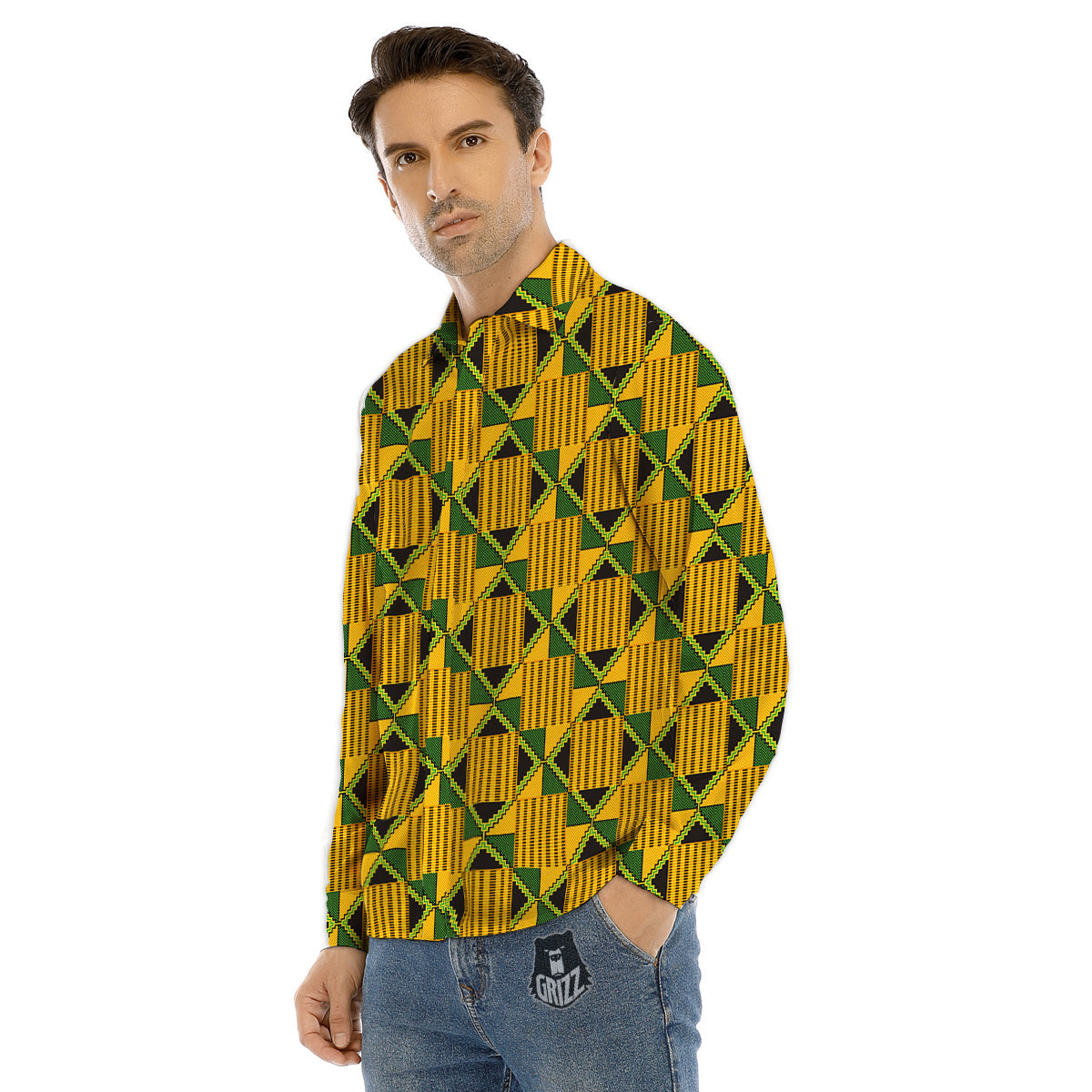 Kaleidoscope Sparkle Print Men's Dress Shirts-grizzshop