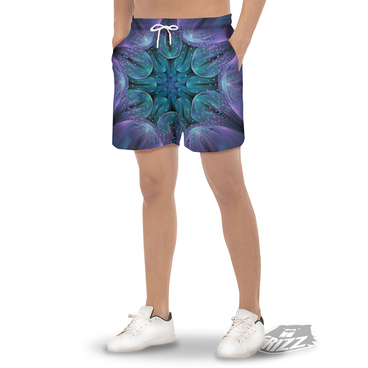 Kaleidoscope Sparkle Print Men's Gym Shorts-grizzshop