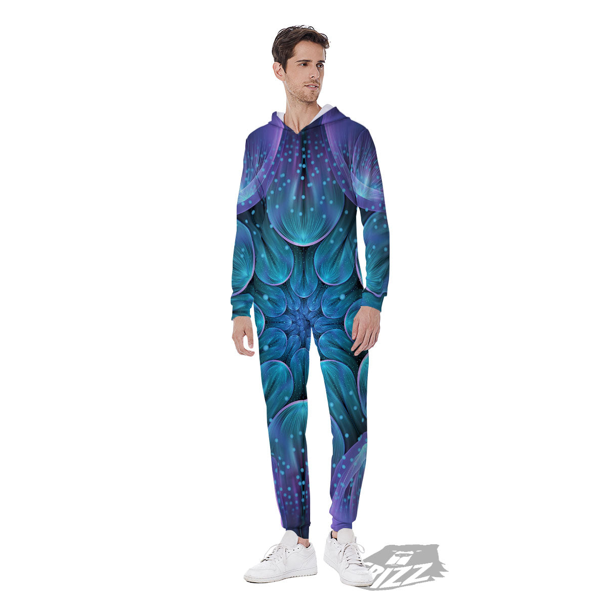 Kaleidoscope Sparkle Print Men's Jumpsuit-grizzshop