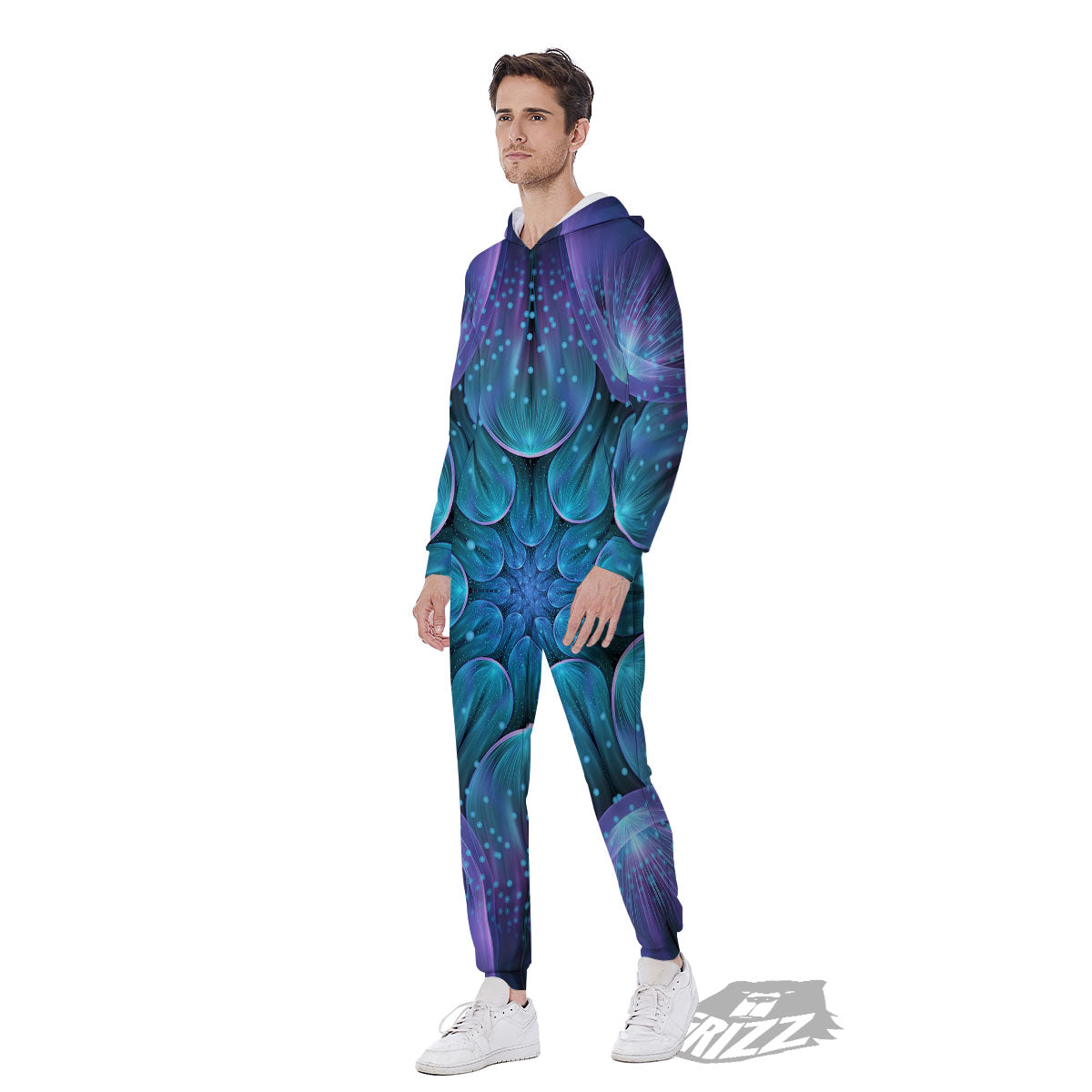 Kaleidoscope Sparkle Print Men's Jumpsuit-grizzshop