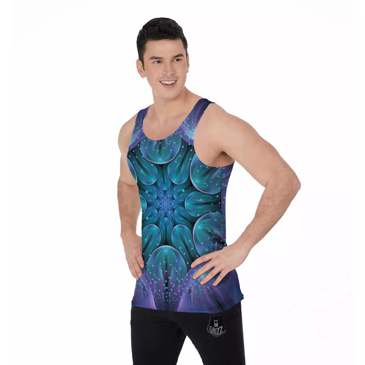 Kaleidoscope Sparkle Print Men's Tank Top-grizzshop