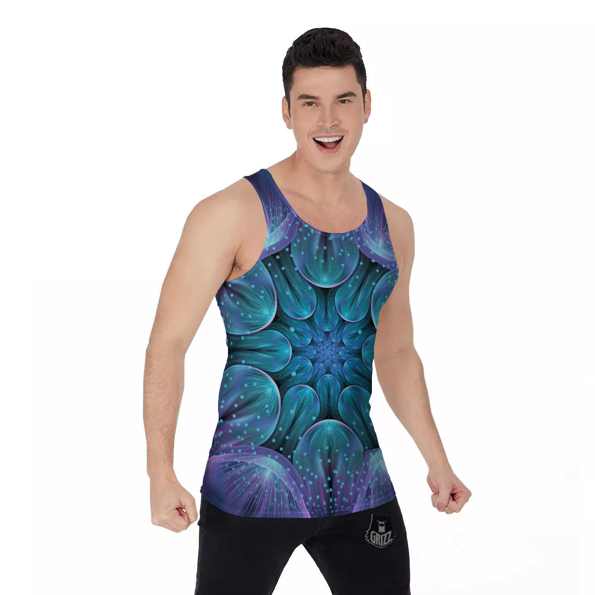 Kaleidoscope Sparkle Print Men's Tank Top-grizzshop
