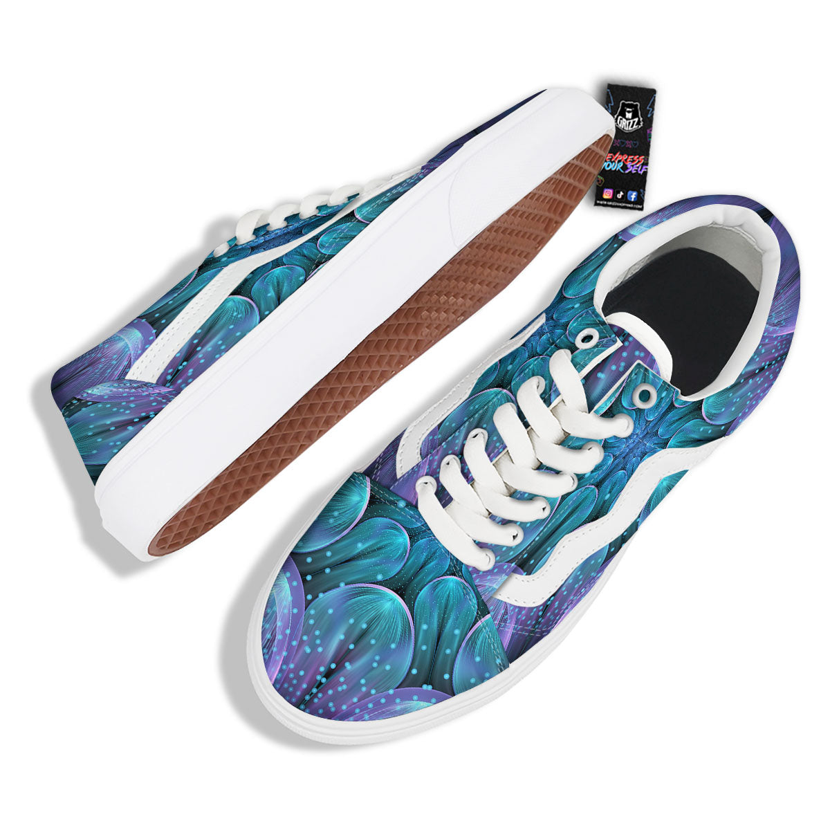 Kaleidoscope Sparkle Print Skate Shoes-grizzshop