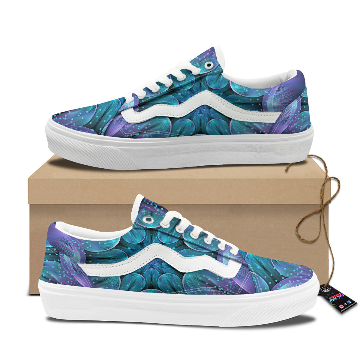 Kaleidoscope Sparkle Print Skate Shoes-grizzshop