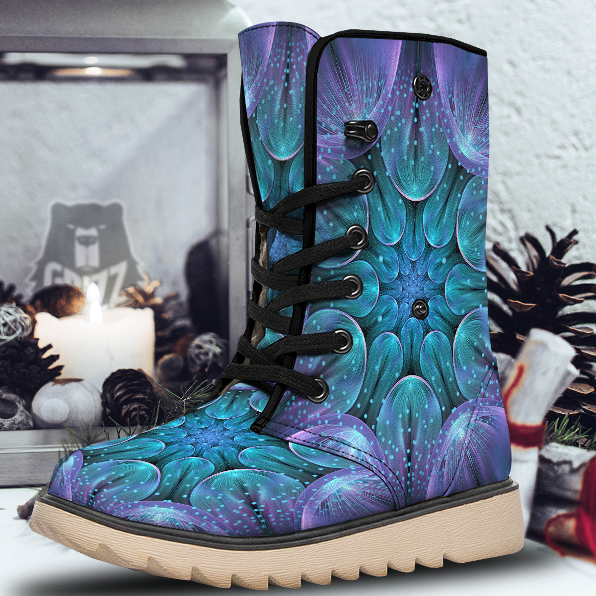 Kaleidoscope Sparkle Print Snow Boots-grizzshop