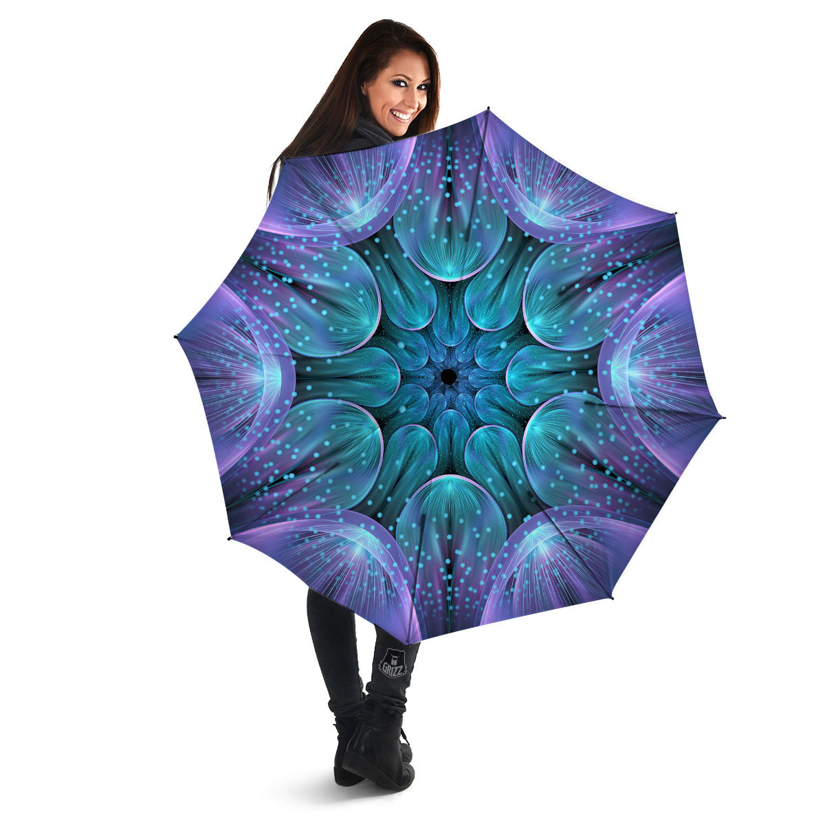 Kaleidoscope Sparkle Print Umbrella-grizzshop