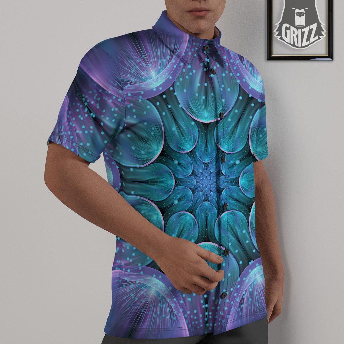 Kaleidoscope Sparkle Print Untucked Shirts-grizzshop