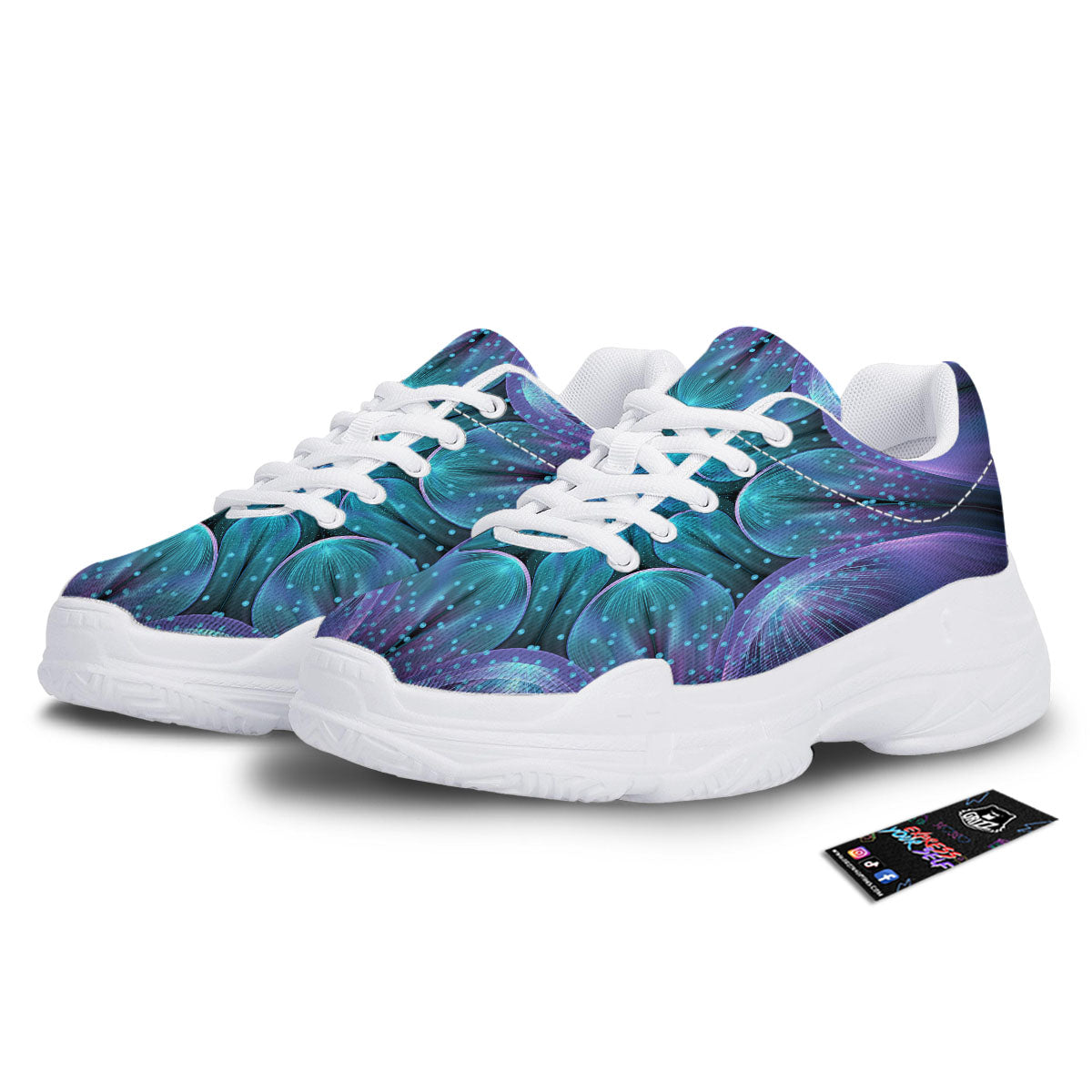 Kaleidoscope Sparkle Print White Chunky Shoes-grizzshop