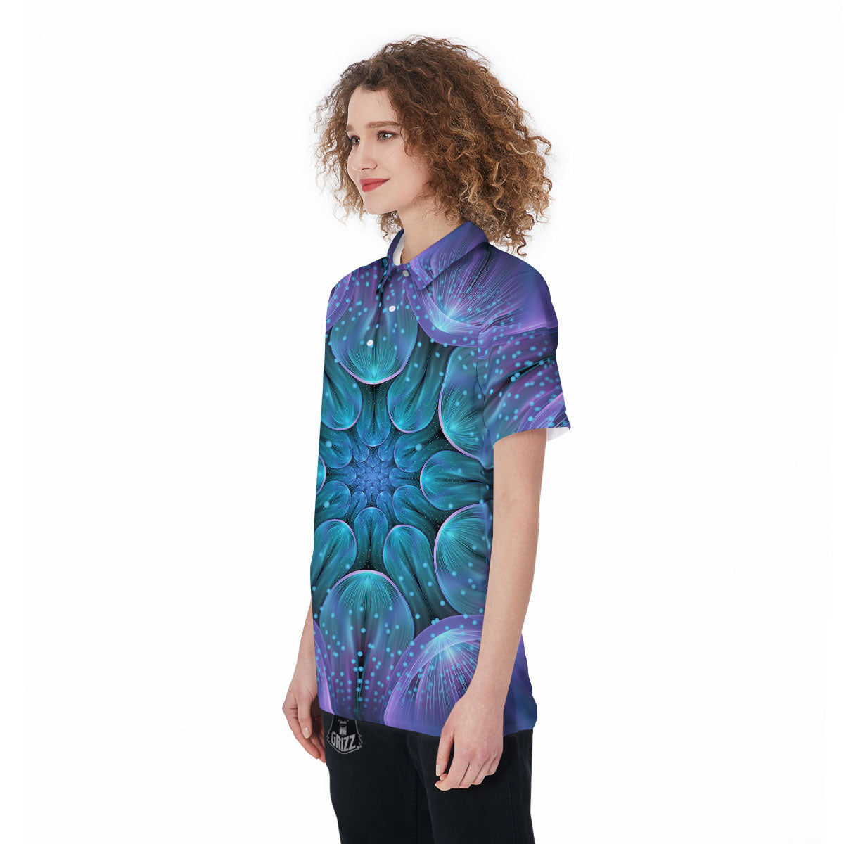 Kaleidoscope Sparkle Print Women's Golf Shirts-grizzshop