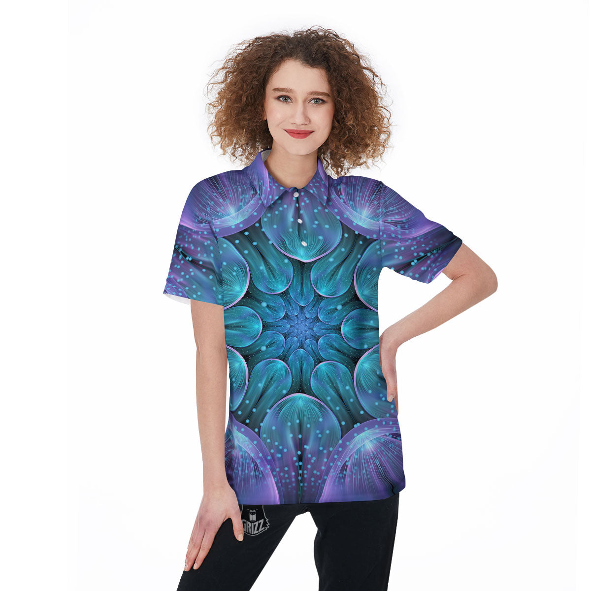Kaleidoscope Sparkle Print Women's Golf Shirts-grizzshop