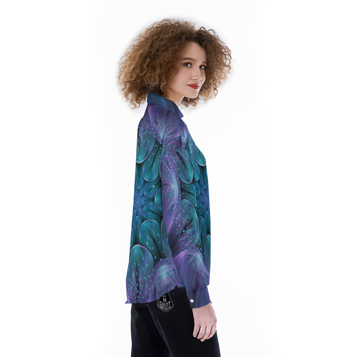 Kaleidoscope Sparkle Print Women's Long Sleeve Shirts-grizzshop
