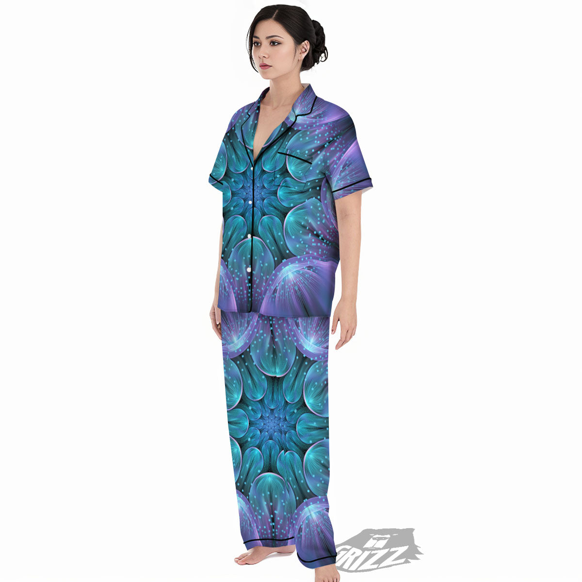 Kaleidoscope Sparkle Print Women's Pajamas Set-grizzshop