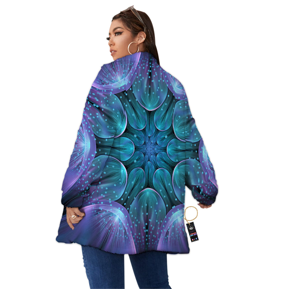 Kaleidoscope Sparkle Print Women's Sherpa Jacket-grizzshop
