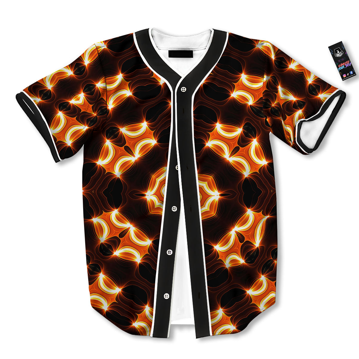 Kaleidoscope Spot Yellow Print Baseball Jersey-grizzshop
