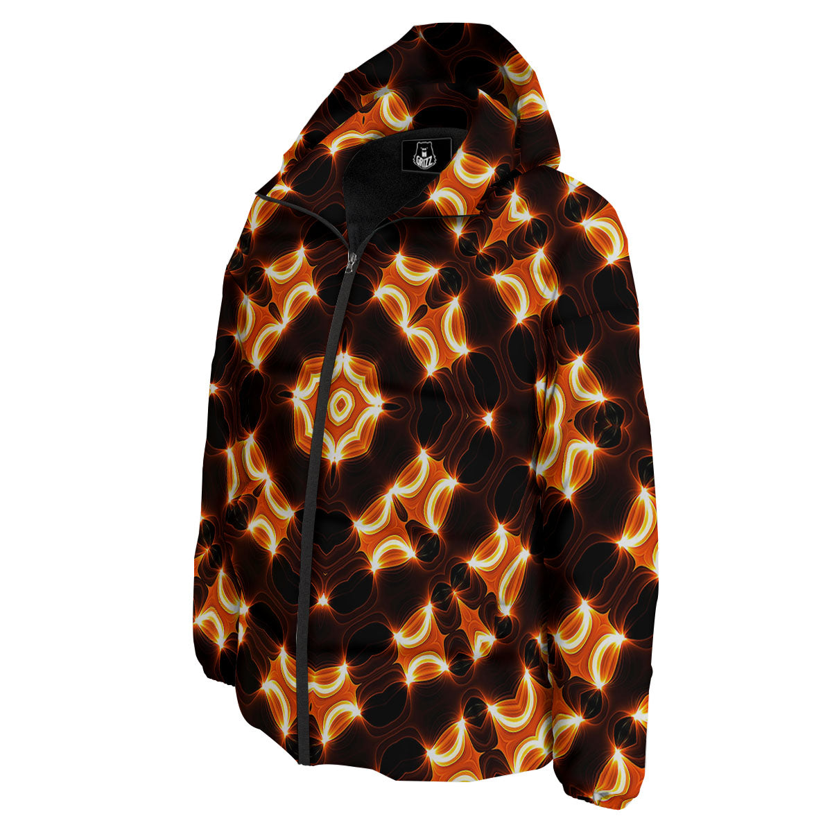 Kaleidoscope Spot Yellow Print Down Jacket-grizzshop