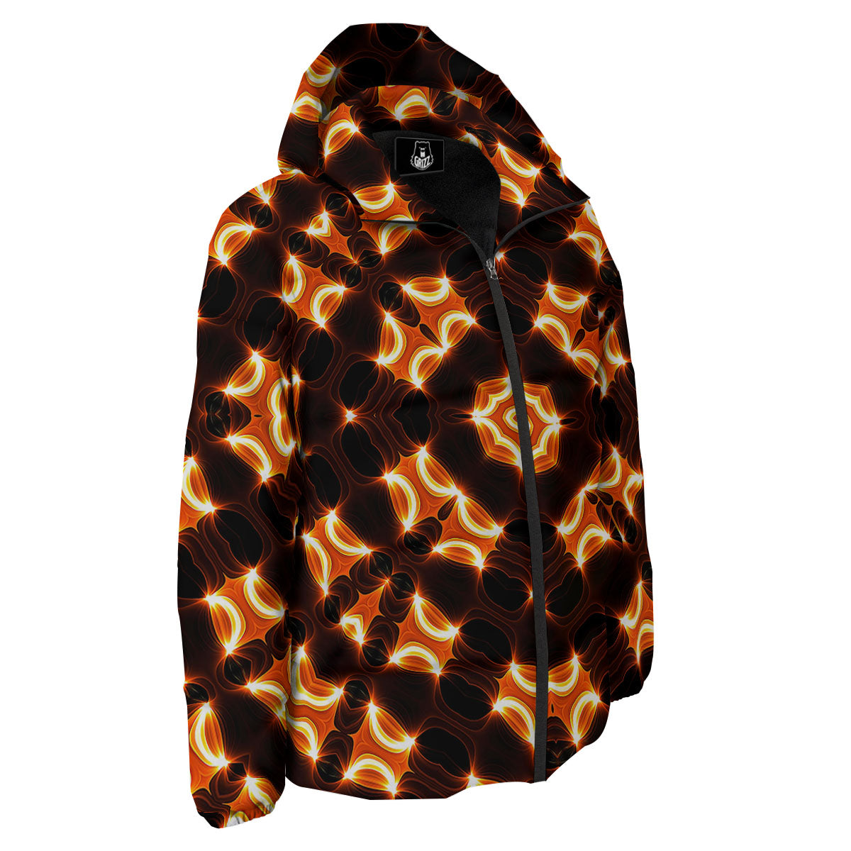 Kaleidoscope Spot Yellow Print Down Jacket-grizzshop