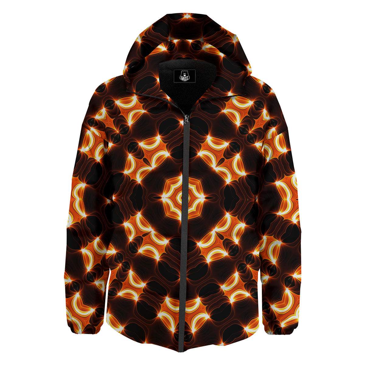 Kaleidoscope Spot Yellow Print Down Jacket-grizzshop