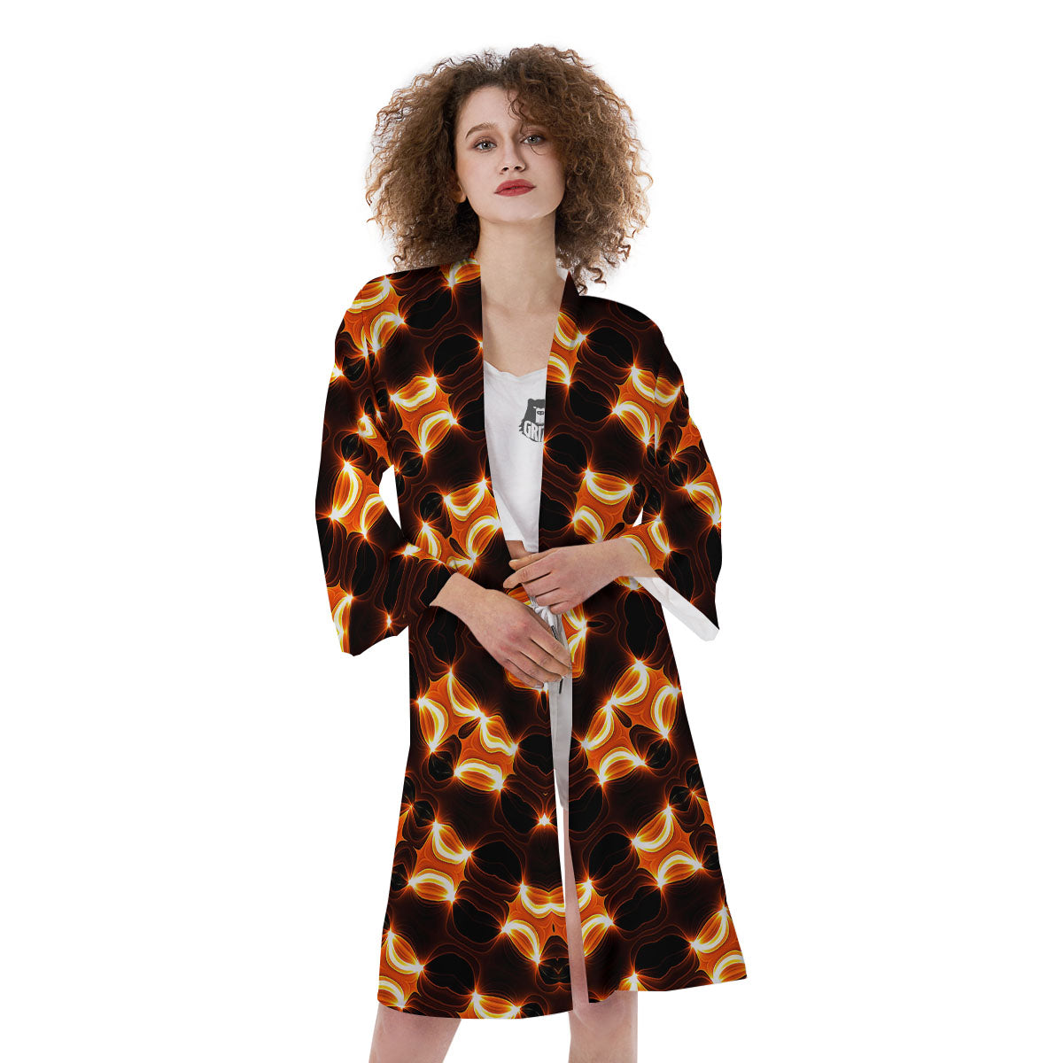 Kaleidoscope Spot Yellow Print Kimono-grizzshop