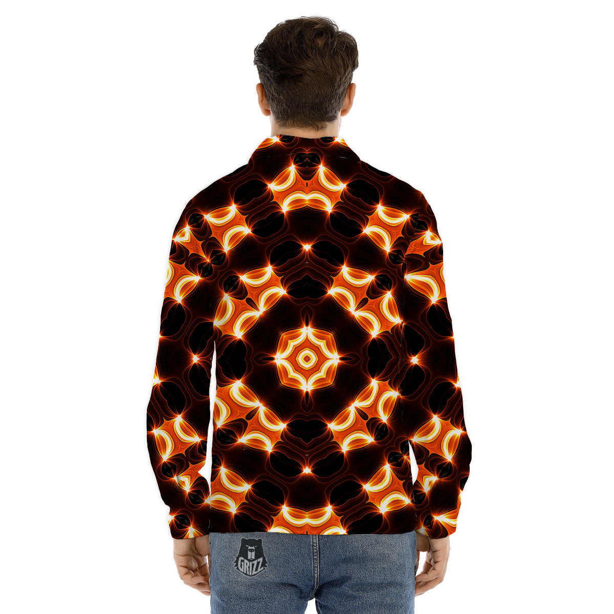 Kaleidoscope Spot Yellow Print Men's Dress Shirts-grizzshop