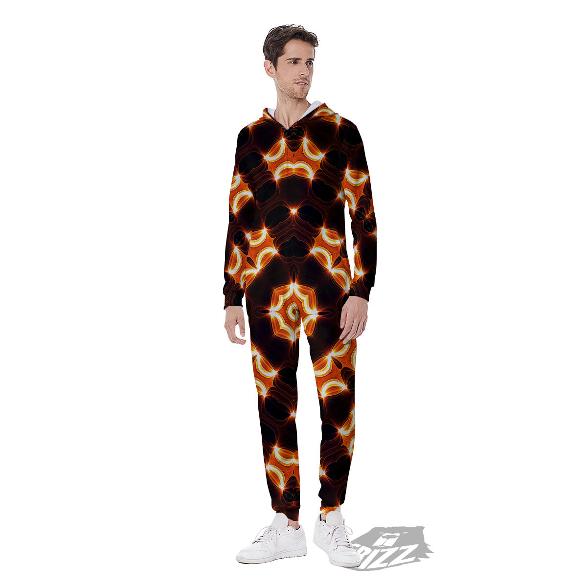 Kaleidoscope Spot Yellow Print Men's Jumpsuit-grizzshop